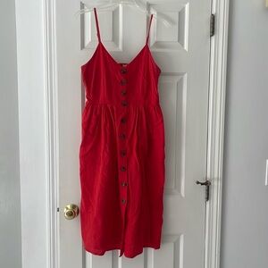 Button Down Red Dress